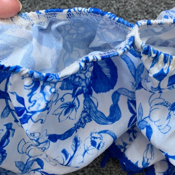 Shein tassel trim Bardot top & pleated shorts set - Picture 9 of 10